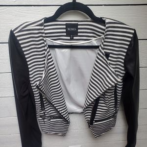 Black and white strip leather jacket